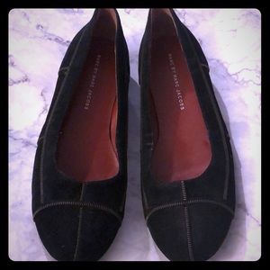 Marc by Marc Jacobs Black Suede Zipper Flats